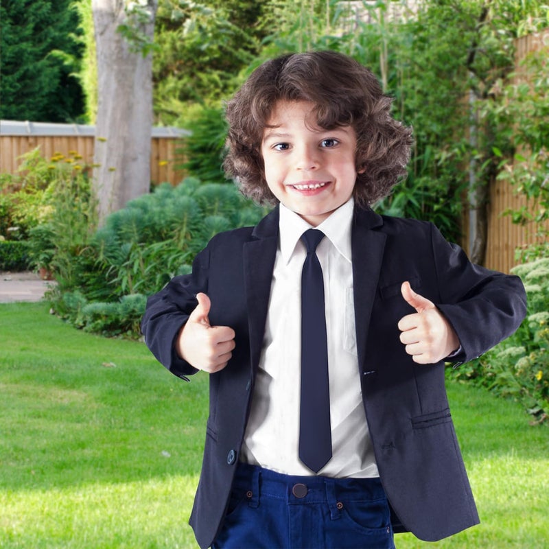 Eshwb Boys Tie Pre-Tied Adjustable Kids Neckties for Age 8-12, 15 Inch Woven Formal Kids Tie School Wedding - Image 1